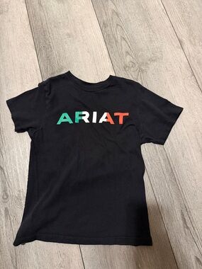 Ariat Black Tee with Green, White & Orange Logo